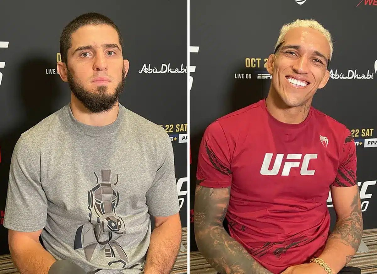 UFC - Charles Oliveira deseja rápida recuperação a Islam Makhachev, que pode ficar fora do UFC até 2025 devido a lesão na mão.