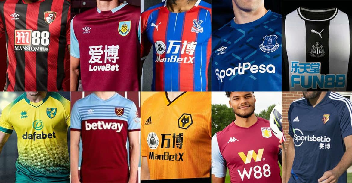 Futebol e iGaming - Mais da metade dos clubes da Premier League têm patrocínios de apostas, apesar da proibição futura que começa em 2025-26.