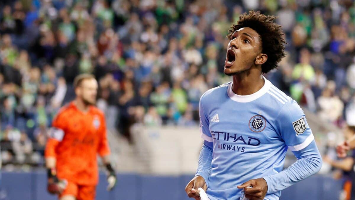 O jogador brasileiro Talles Magno comemora seu gol feito na MLS